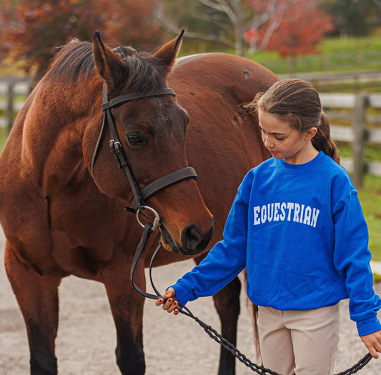 Equestrian Varsity Crewneck - YOUTH ROYAL